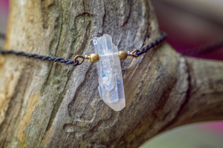 Natural fashionable Bracelet on wooden backgroundの写真素材