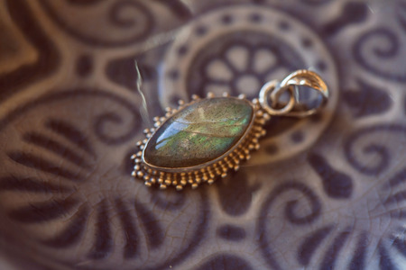 Labradorite stone sterling silver pendantの写真素材