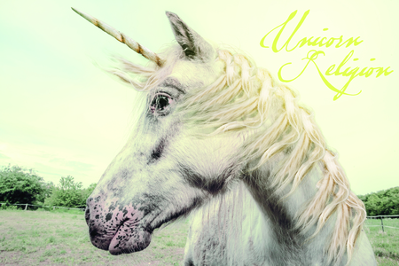 Unicorn Religion photo typo design