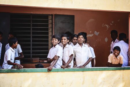 Arunachala, Tiruvannamalai, Tamil Nadu in India, January 30, 2018: Student boys in public school