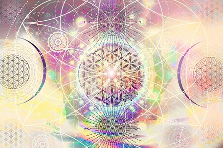 Abstract mandala picture with sacred geometry elements の写真素材