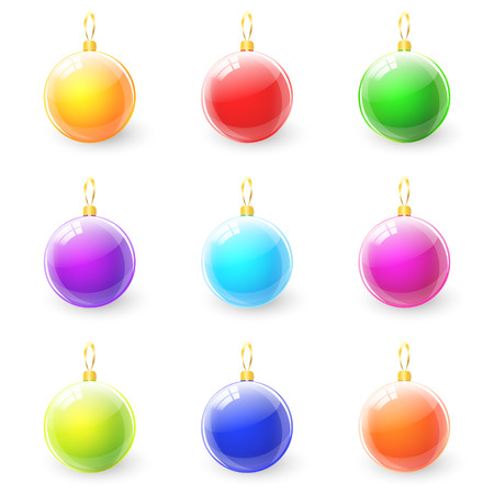 set of colorful christmas ballのイラスト素材