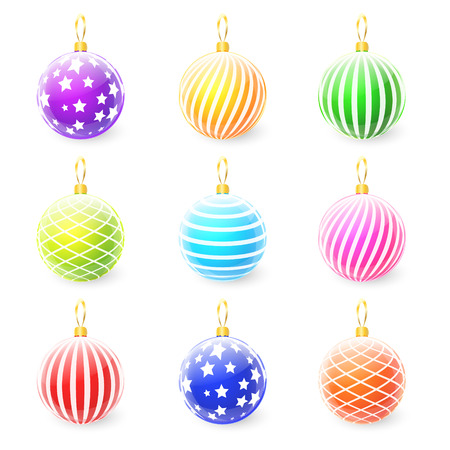set of colorful christmas ballsのイラスト素材