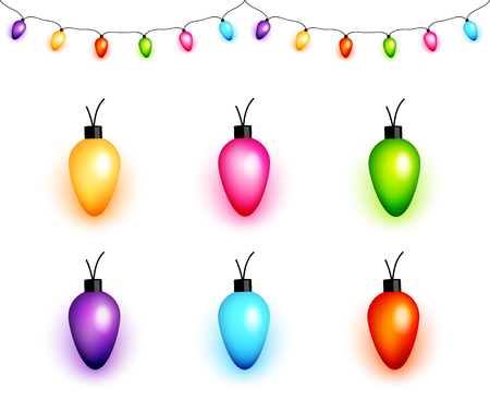 Colorful Christmas light bulbs vectorのイラスト素材