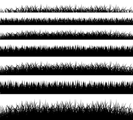 Grass borders silhouette on white backgroundのイラスト素材