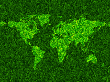 Green grass world map vector