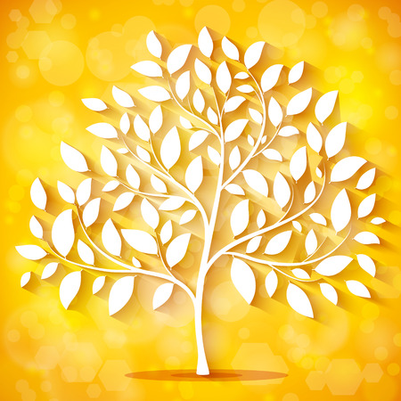 Autumn background with tree silhouette vectorのイラスト素材