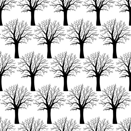 Nature seamless pattern background with tree silhouettes vectorのイラスト素材