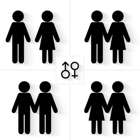 Male and female icons. Couples symbols set. Icons of different sex vectorのイラスト素材