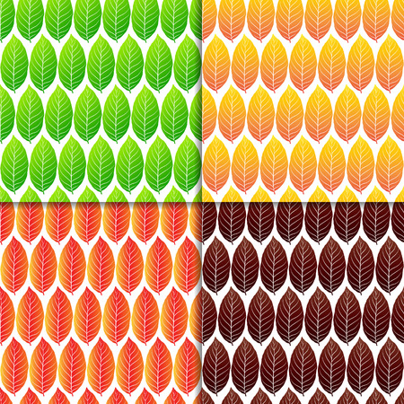 Set of colorful leaves seamless patterns vectorのイラスト素材