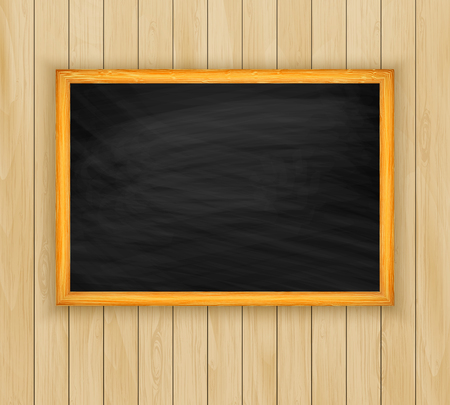 Blackboard on wooden backgroundのイラスト素材