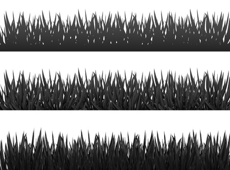 Grass borders silhouette set on white background vectorのイラスト素材