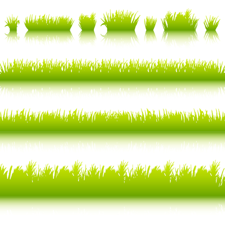 Green grass borders set vectorのイラスト素材