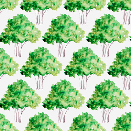 Seamless pattern background with watercolor green treeの写真素材