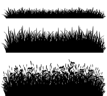 Grass borders silhouette set vectorのイラスト素材