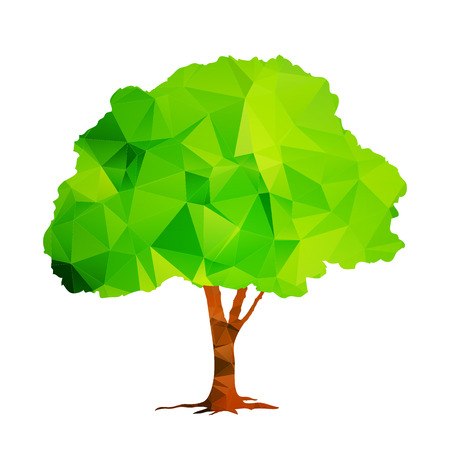 Green polygonal tree isolatedのイラスト素材