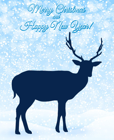 Christmas greeting card with deer.のイラスト素材