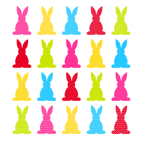 Colorful Easter bunny set isolated on white background vectorのイラスト素材