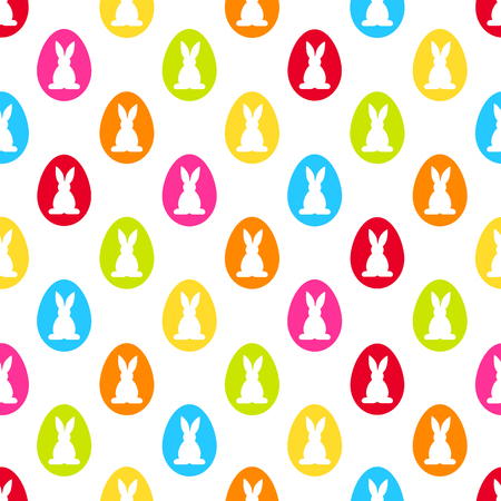 Easter seamless pattern background with colorful eggs and rabbits vectorのイラスト素材