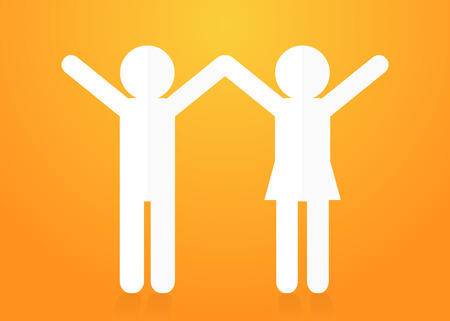 Paper people holding hands. Teamwork concept. Vector backgroundのイラスト素材