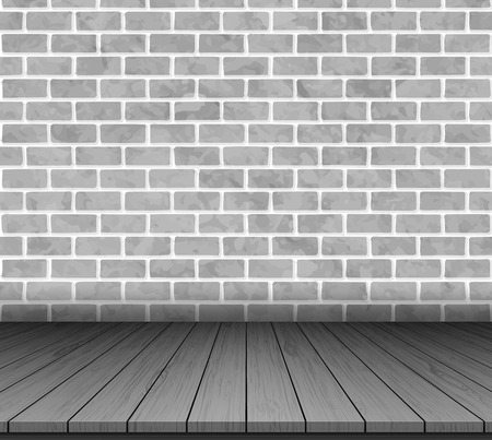 Room with brick wall and wooden floor. Vector illustrationのイラスト素材