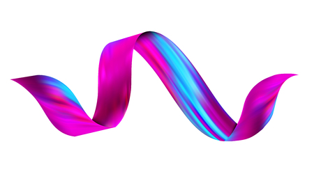 3d twisted colorful flow liquid shape isolated on white background. Acrylic paint sroke. Vector illustrationのイラスト素材