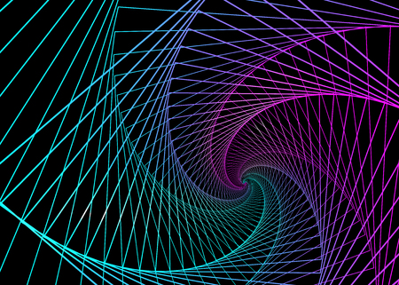 Abstract neon shape, futuristic wavy fractal background. Vector  geometric illustrationのイラスト素材