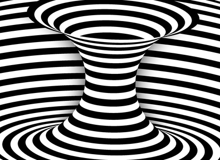Black and white lines optical illusion. Abstract striped spiral vector backgroundのイラスト素材