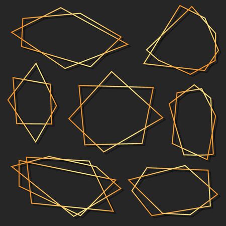 Abstract elements set of geometrical polyhedron for wedding invitation, templates, decorative patterns. Vector illustrationのイラスト素材