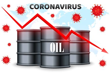 Coronavirus and oil price drop. World financial crisis. Vector illustrationのイラスト素材