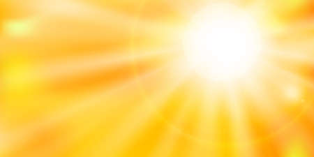 Hot sun. Heat wave. Global warming and climate change concept. Vector illustrationのイラスト素材