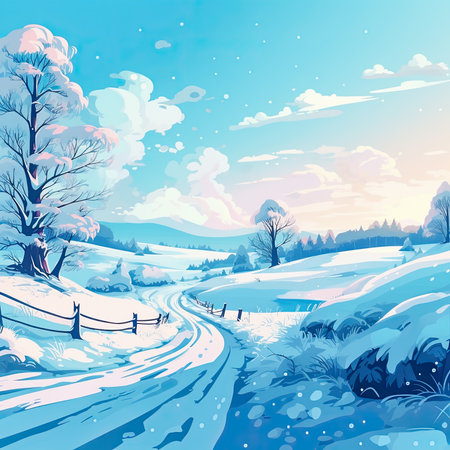 Winter landscape at sunny dayの素材