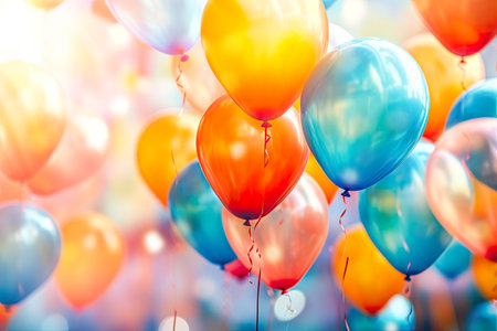 Colorfool balloons background with bokehの素材