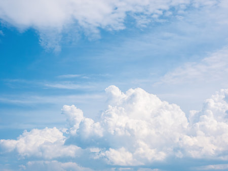 Blue sky with white clouds nature backgroundの写真素材
