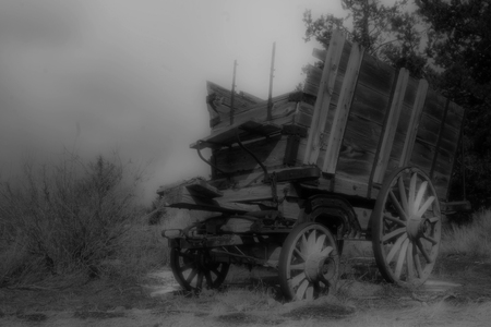 Wagon Lost in Time B&Wの写真素材