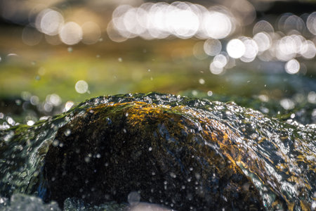 close-up of turbulent waters of a small mountain stream