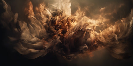Beautiful abstract background with smoke and feather. Generative AIの素材