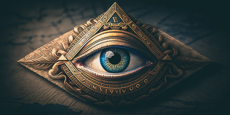 Eye of Providence, eye enclosed in a triangle. Generative AIの素材