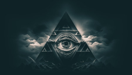 Eye of Providence, eye enclosed in a triangle. Generative AIの素材