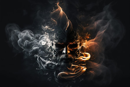 Smoke of a skull on a black background. generative ai, generative, aiの素材