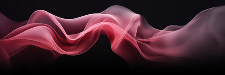 Abstract background with pink wavy fabric on dark backgroundの素材