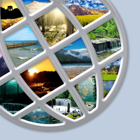 Collage on the theme of tourism and travelling.の写真素材