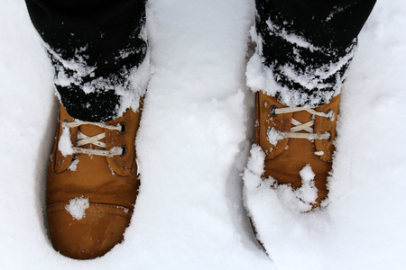Boots in the snow.の写真素材