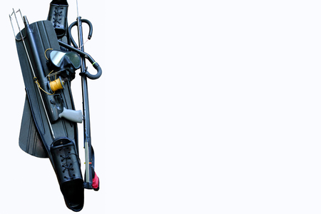 Equipment for spearfishing on whiteの写真素材