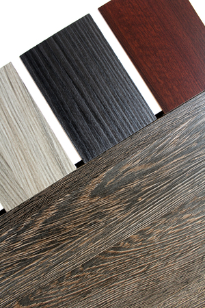 Color swatches of countertops and particle board