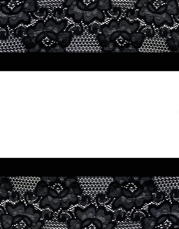 Black lace isolated on white background. Frameの写真素材