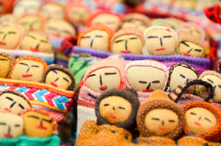 Variaty of Peruvian cloth dolls found in markets of Peruの写真素材