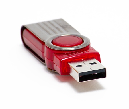 USB flash storage device, red collapsible usb key