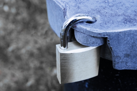 locked Padlock closeup with cold colors
