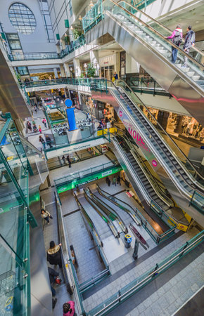 Vertical picture of Eaton Center, the main mall in Montrealのeditorial素材